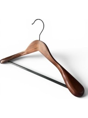 Trendexa Ahşap Askı, Kalın Omuz Formlu Takım Elbise Askısı, Ceket Askısı, Ceviz Renk, 4 Adet, 45 cm
