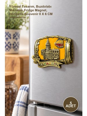 Yenilig 5 Adet Galata Kulesi Magnet – Yöresel Tasarım, Buzdolabı Mıknatısı Fridge Magnet, Hediyelik Souvenir 8 x 6 cm