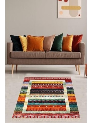 Trendexa On The Clouds Kilim Desenli Renk Geçişli Yıkanabilir Kaymaz Taban Leke Tutmaz Etnik Salon Halısı ve Yolluk Bfoetn1,40 x 40