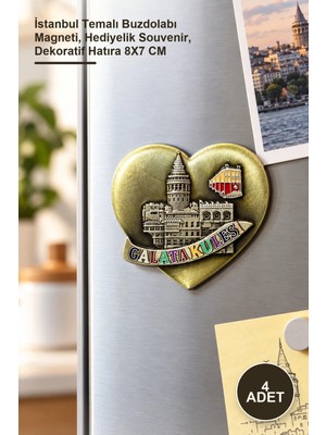 Yenilig 4 Adet Yöresel Galata Kulesi Magnet – Istanbul Temalı Buzdolabı Magneti, Hediyelik Souvenir, Dekoratif Hatıra 8x7 cm
