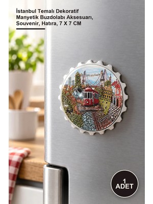 Yenilig 1 Adet Magnet – Istanbul Temalı Dekoratif Manyetik Buzdolabı Aksesuarı, Souvenir, Hatıra, 7 x 7 cm