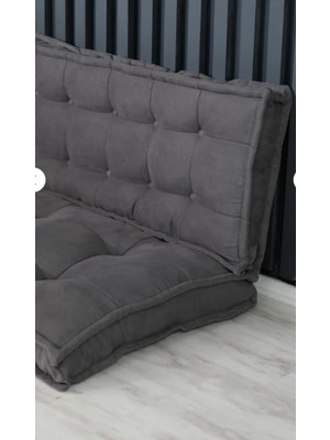 Trendexa Fransız Berlin Minder Oturma Minderi, Yer Minderi, Minder, Tv Izleme Minderi, Bahçe Minderi, Palet Minderi 130X70 cm Alt Üst Takım (Gri)