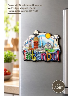 Yenilig 10 Adet Istanbul Temalı Silikon Magnet – Dekoratif Buzdolabı Aksesuarı ve Fridge Magnet, Şehir Hatırası Souvenir, 8x7 cm