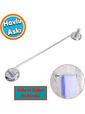 Trendexa Metal Havluluk Krom Bez Havlu Asma Askısı Aparatı 42 cm Banyo Lavabo Vidalı Askılık Sağlam Askı