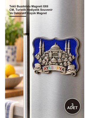 Yenilig 3 Adet Yöresel Ayasofya Magnet – Tekli Buzdolabı Magneti 8x6 Cm, Turistik Hediyelik Souvenir ve Dekoratif Küçük Magnet