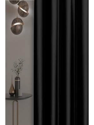 Trendexa Yüksek Kaliteli %100 Işık Geçirmez Blackout Fon Perde, Termal Karartma Güneşlik Perde, Siyah 150 x 260