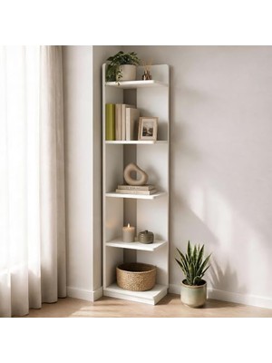 Trendexa Modern Fonksiyonel 5 Raflı Kitaplık Beyaz, Inarch Dizayn Aura Kitaplık