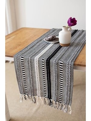 Trendexa Neula, %100 Pamuk Örme Runner 40 x 110 cm (Siyah)