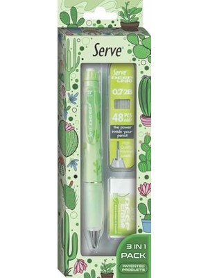 Trendexa Doğa Desenli Deep Kalem, Deep Silgi ve Deep Min, 0.7 Mm, Elma Yeşili