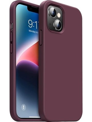 Trendexa Apple iPhone 13/14 ile Uyumlu Içi Kadife Dışı Mat Yapıya Sahip Koruma Sağlayan Lansman Silikon Kılıf (Bordo)