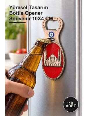 Yenilig 10 Adet Sultanahmet Magnet ve Açacak – Yöresel Tasarım Bottle Opener Souvenir 10X4 cm