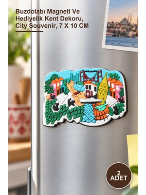 Yenilig 2 Adet Istanbul Temalı Magnet – Buzdolabı Magneti ve Hediyelik Kent Dekoru, City Souvenir, 7 x 10 cm