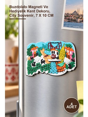 Yenilig 4 Adet Istanbul Temalı Magnet – Buzdolabı Magneti ve Hediyelik Kent Dekoru, City Souvenir, 7 x 10 cm