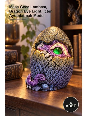 Yenilig 4 Adet Polyester Dragon Göz Tasarımlı Ledli Dekoratif Lamba – Masa Gece Lambası, Dragon Eye Light, Içten Aydınlatmalı Model