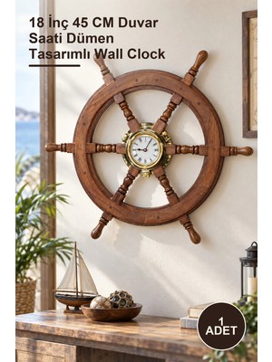 Yenilig 1 Adet Duvara Asmalı Dümenli Saat – 18 Inç 45 cm Duvar Saati Dümen Tasarımlı Wall Clock