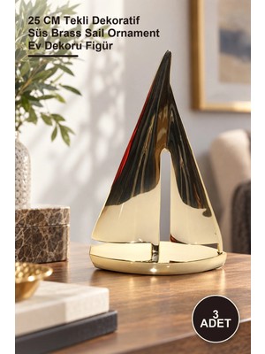 Yenilig 3 Adet Pirinç Yelken – 25 cm Tekli Dekoratif Süs Brass Sail Ornament Ev Dekoru Figür
