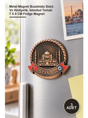 Yenilig 3 Adet Istanbul Yöresel Magnet – Metal Magnet Buzdolabı Süsü ve Hediyelik, Istanbul Temalı 7 x 8 cm Fridge Magnet