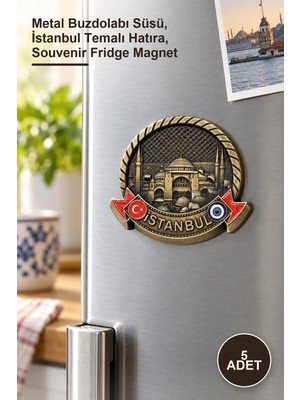 Yenilig 5 Adet Istanbul Yöresel Magnet – Metal Buzdolabı Süsü, Istanbul Temalı Hatıra, Souvenir Fridge Magnet
