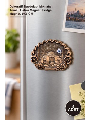 Yenilig 4 Adet Istanbul Yöresel Metal Magnet – Dekoratif Buzdolabı Mıknatısı, Temalı Hatıra Magnet, Fridge Magnet, 9x6 cm