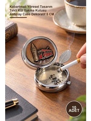 Yenilig 10 Adet Küllük Kutusu – Kabartmalı Yöresel Tasarım Tekli Kül Yakma Kutusu Ashtray Case Dekoratif 5 cm