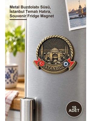 Yenilig 10 Adet Istanbul Yöresel Magnet – Metal Buzdolabı Süsü, Istanbul Temalı Hatıra, Souvenir Fridge Magnet