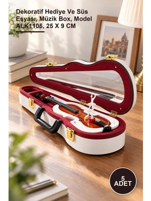 Yenilig 5 Adet Gitar Müzik Kutusu – Dekoratif Hediye ve Süs Eşyası, Müzik Box, Model ALK1105, 25 x 9 cm