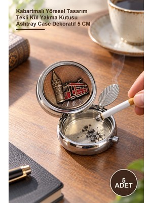 Yenilig 5 Adet Küllük Kutusu – Kabartmalı Yöresel Tasarım Tekli Kül Yakma Kutusu Ashtray Case Dekoratif 5 cm