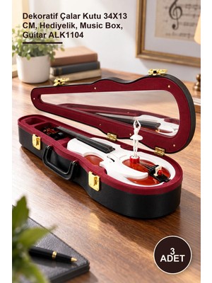 Yenilig 3 Adet Gitar Müzik Kutusu – Dekoratif Çalar Kutu 34X13 Cm, Hediyelik, Music Box, Guitar ALK1104