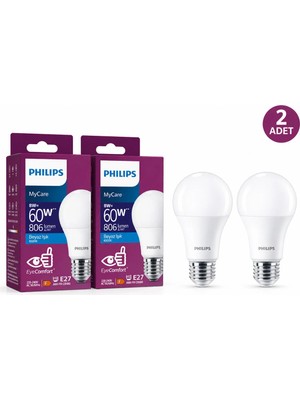 Philips Mycare1 LED Ampul 9W 806 Lümen E27 Beyaz Işık 6500K 2 Adet