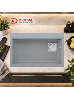 Real Stone Likya 75,5X47 cm Gri Granit Mutfak Eviyesi
