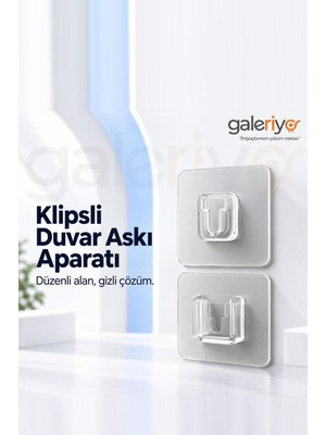 Galeriyo Kendinden Yapışkanlı Çift Taraflı Yapışkanlı Klipsli Duvar Askısı 10 Adet