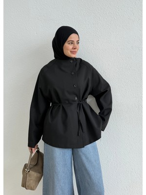 Moda Aksa 7788 BAĞCIKLI DİK YK CEKET SİYAH