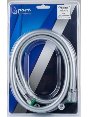 Pare Su Armatürleri Gümüş Pvc Duş Hortumu