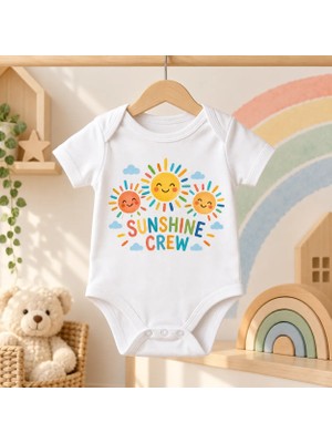 Igıgı Collection Sunshine Crew Ingilizce Baskılı %100 Pamuk Beyaz Unisex Bebek Zıbın