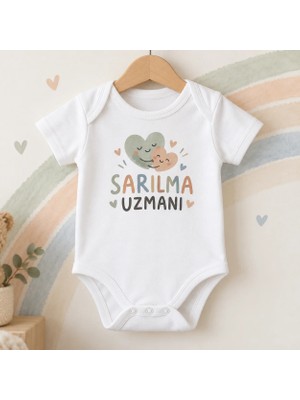 Igıgı Collection Sarılma Uzmanı Baskılı %100 Pamuk Beyaz Unisex Bebek Zıbın