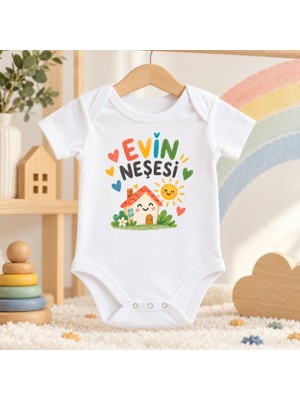Igıgı Collection Evin Neşesi Baskılı %100 Pamuk Beyaz Unisex Bebek Zıbın