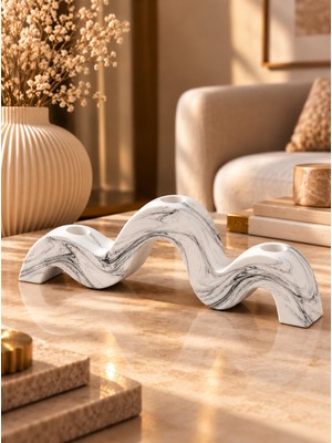 Betonmall Dalga Tasarımlı Dekoratif Obje Modern Beton Masa Üstü Salon Aksesuarı