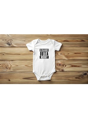 Igigi Collection Igıgı Straight Outta Mummy Yazı Baskılı %100 Pamuk Kısa Kollu Beyaz Unisex Bebek Zıbın