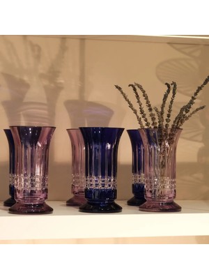 I Love Home Glass Kristal Dekoratif Mini Vazo 19 cm Mor