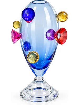 I Love Home Glass Kristal Top Ayaklı Vazo - Açık Mavi 35 cm