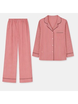 I Love Home Glass No:6 Kırmızı Çizgili Pijama Takım