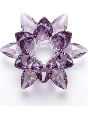 I Love Home Glass Kristal Lotus Mor Şamdan 10*10 cm