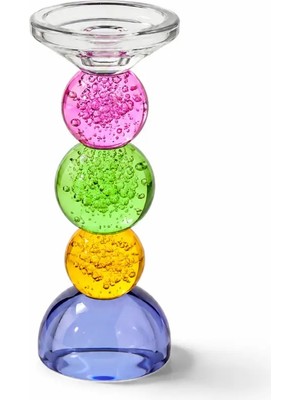 I Love Home Glass Bubble Kristal Cam Şamdan 27 cm - Tekli
