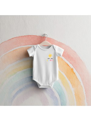 Igigi Collection Igıgı You Are Unique Yıldız Baskılı %100 Pamuk Kısa Kollu Beyaz Unisex Bebek Zıbın