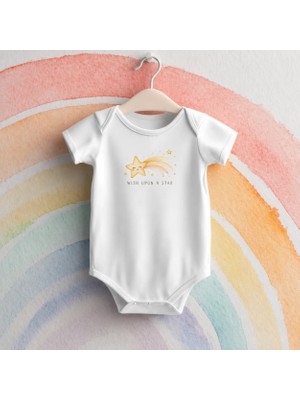 Igigi Collection Igıgı Collection Wish Upon A Star Bir Yıldız Dile Baskılı %100 Pamuk Bebek Zıbın