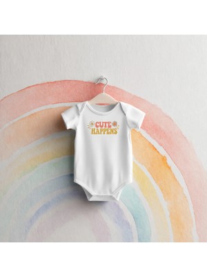 Igigi Collection Igıgı Collection Cute Happens Ingilizce Baskılı %100 Pamuk Unisex Bebek Zıbın