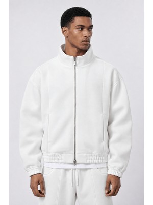 Respire Erkek Crop Fit Panda Oversize Zip Ekru