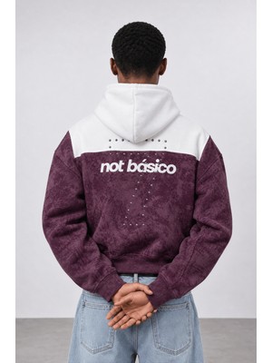 Respire Erkek Not Básico Baskılı Yıkamalı Oversize Hoodie Bordo