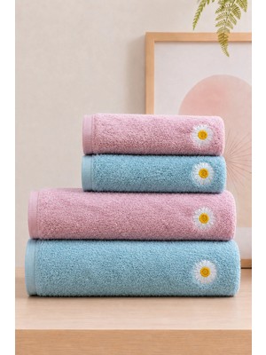 Bersay Tekstil Lina 4'lü %100 Pamuk Bambu Nakışlı El - Yüz - Baş / Mutfak Havlusu Seti ( 2 Adet 50X90 cm - 2 Adet 30X50 | Analı Kızlı Çeyizlik Havlu Seti |premium, Yumuşak, Emici ve Dayanıklı