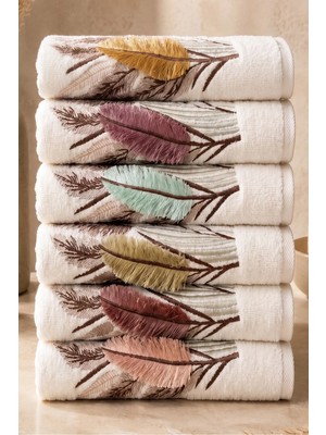 Bersay Tekstil 3D Nakışlı Kadife 6'lı 50X90 El, Yüz & Baş Havlu Seti - Çeyizlik Havlu Seti, 1200GR, Premium, Yumuşak, Emici ve Dayanıklı